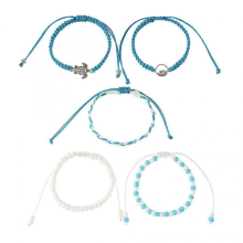Bracelet de plage tressé en corde, cordon tissé, bracelet de perles tortue, bijoux