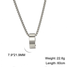 Skyrim Wide Circular Ring Pendant Stainless Steel Necklace For Men's Fashionable And Minimalist Birthday Engagement Gift Jewelry
