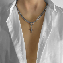 Collar Hombre Black Square Men Pendant Necklace Male Stainless Steel Cuba Chain Necklace For Man Accessories Jewelry