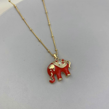 Cute Enamel Elephant Choker Necklace For Women Zircon Animal Pendant Necklaces Fashion Gift Necklace Jewelry