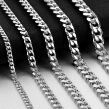YQ 3MM-13MM Stainless Steel Cuban Link Chain Necklace For Men Women Basic Punk Curb Link Chain Neck Jewelry Accessories