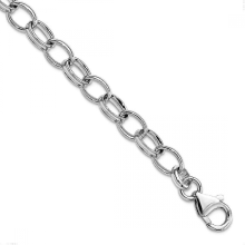 925 Sterling Silver Polished Lobster Claw Closure Rhodium Plated Bracelet 7.5 Inch 5mm Wide Link-Bracelet for Women