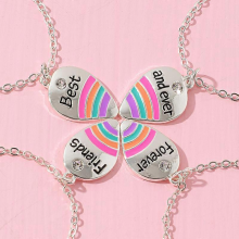 Set da 4 pezzi con ciondolo arcobaleno "Best Friends Forever And Ever" e collana BFF, gioielli per l'amicizia, regalo per ragazze.