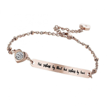 Delicate Lettering Wrist Chian Creative Bracelet Beautiful Titanium Steel Bangle Gift for Woman (Rose Golden)