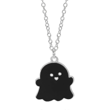 Collier pendentif fantôme noir et blanc tendance et mignon pour femme et homme, bijou de couple