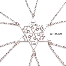 6 Pcs/Set Best Friend Pendant Necklace For Women Friendship Necklace Alloy Pendant Bff Friendship Jewelry Accessories Gift