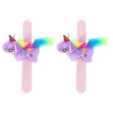 Lot de 2 bracelets à claquer licorne en peluche, bracelet claquant animal en peluche, bracelet claquant de fête