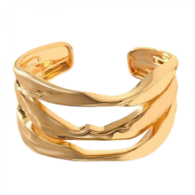 Gold Plated Textured Open Bracelet Adjustable Size for Comfort and Green Lifestyles Jewelry