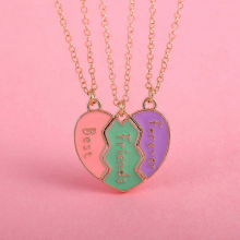 Collana con lettera cucita a forma di cuore, set da 3 pezzi, migliore amica, regalo di gioielli dell'amicizia BFF per ragazze