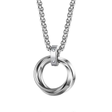 Fashion Men Necklace Round Ring Stainless Steel Pendant Necklaces For Women Silver Color Chain Hiphop Rock Jewelry Accessories
