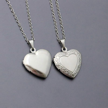 Collier pendentif cœur Everfast avec cadre photo lisse et uni, en acier inoxydable, bijou souvenir pour femme