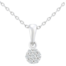 Collana con ciondolo a grappolo di diamanti rotondi da 5 punti in oro bianco 9 carati, 18 pollici, 46 cm