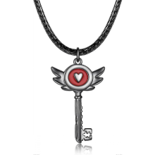 Alastor Key Necklace, Anime Character Love Key Accessory, Girl Role Play Pendant, Anime Themed Jewelry Gift (Red), Sterling Silver, Not a Stone