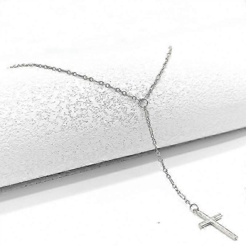 Collana girocollo con ciondolo a croce semplice da 2 pezzi, gioielli di moda 1