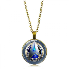 Collana, ciondolo in vetro con catena a clavicola da donna, motivo: Star Trek, Peripheral Time Gem
