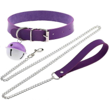 Punk Leather Collar Choker, Colorful Two-Color Bell Pendant Collar Necklace Hip