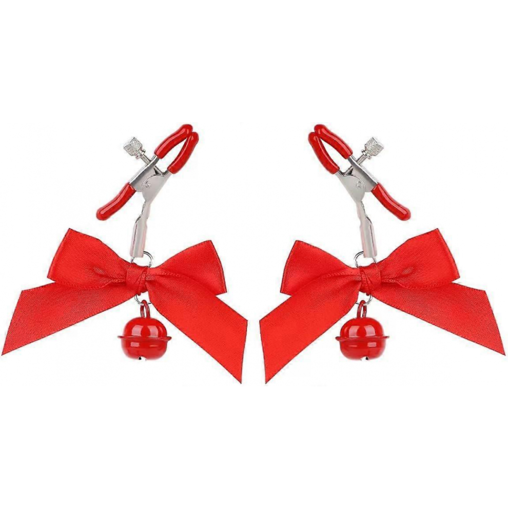 Nipple Clamp Bow Bells Nipple Clamp Clip for Women Adjustable Stainless Steel Non Piercing