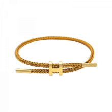 Women's Stainless Steel Wire Bracelet with Adjustable Design and 18k Gold Plated H Buckle, Perfect for Daily Wear Gold