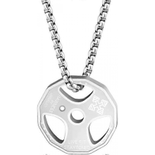Collier pendentif haltère en acier inoxydable titane - Couple Fitness Gym Sport