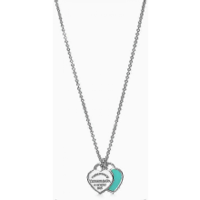 Double Heart Enamel Necklace 925 Sterling Silver Pendant Jewelry Pink Pendant Sweet Fashion Necklace For Women
