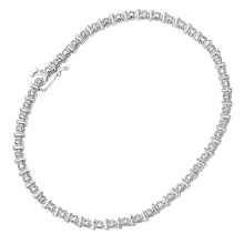 9ct White Gold Round 10pts Diamond 1 Row Wavy Bar Illusion Tennis Bracelet