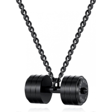 Dumbbell Pendant for Men Polished Stainless Steel Necklace for Women Silver Black Plated C