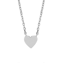 Ladies Rhodium Plated Sterling Silver Petite Love Heart Charm Necklace 16 + 2 inch