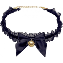 Bells Choker Necklace for Women Gothic Punk Black White Lace Lolita Bow Bowknot