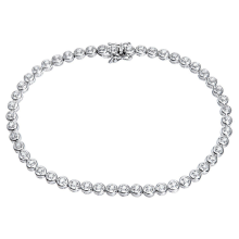 9ct White Gold Round 1/2ct Diamond Donut Illusion Tennis Bracelet