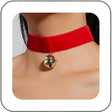 Punk Red Velvet Choker Necklace Gold Bell Collar Necklace Wide Velvet Necklaces