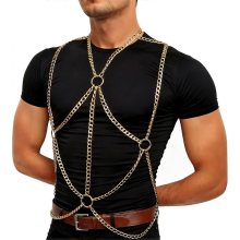 Men's Chest Belt Chain Costume Fashion Male Goth Shirt Festival Outfit Shoulder