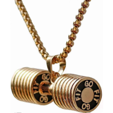Pendentif en acier inoxydable pour haltères de musculation pour hommes, avec chaîne.