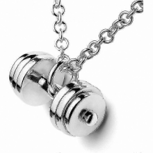 Collier pendentif haltère en acier inoxydable pour homme - Cadeau fitness