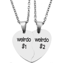 Freundschaftsketten für 2 Personen, Valentinstagsgeschenk, geteilte Herzkette, Weirdo 1, Weirdo 2, Anhänger-Set „Für immer beste Freunde“