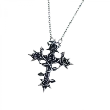 Collana con croci di rose in lega, stile gotico, per gli amanti della moda dark. Comoda da indossare, lunghezza 45 cm, opzioni di stile versatili.