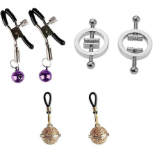 3 Pairs Nipple Clamps Set with Bells: Silicone-Tipped, Adjustable Pressure