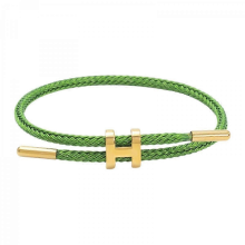 Women's Bracelet Featuring Polished H Shape Buckle and Adjustable Stainless Steel Wire, Ideal for Special Occasions Green