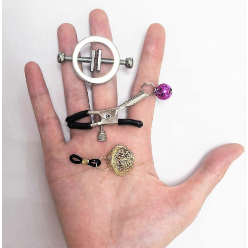 3 Paar Nippelklemmen mit Glöckchen: Silikonspitzen, einstellbarer Druck 1