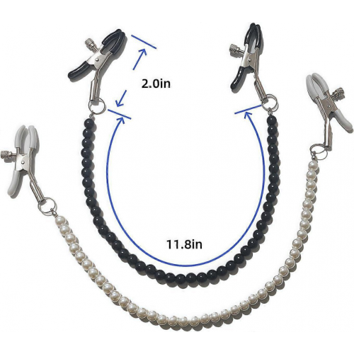 Collier de perles à pression réglable avec pinces à tétons, lot de 2, sans piercing. 1