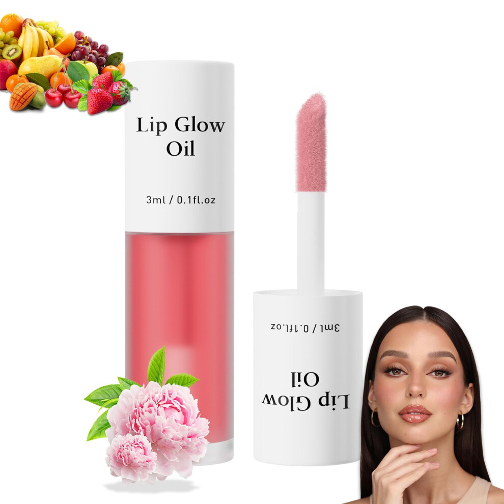 Hydrating Tinted Lip Oil with Peony Glow â Glossy Long Lasting Moisturizing Lip Tint (03)