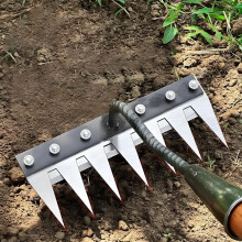 Heavy Duty Carbon Steel Garden Rake with Ergonomic Handle for Weeding and Soil Cultivation