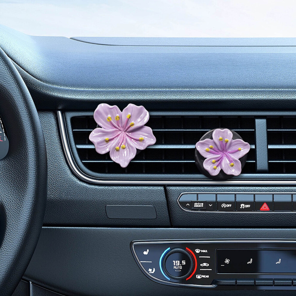 (A) 2Pcs Flower Car Perfume Clip Car Aromatherapy Air Conditioning Clip Car Air Freshener Peach 6472606189313