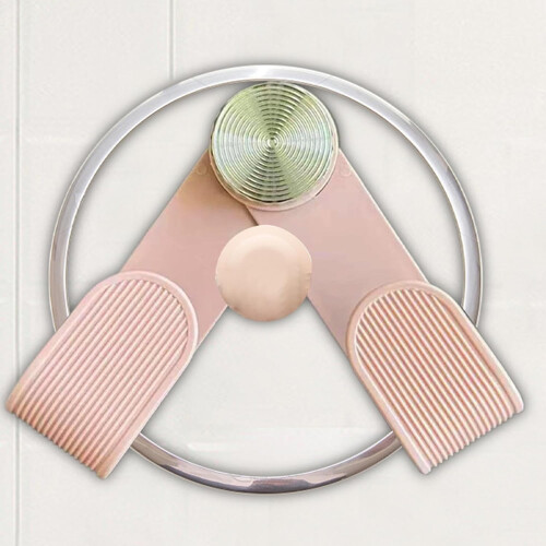 Adjustable Wall Mounted Pot Lid Holder with Rotating Rack, Space Saving Kitchen Lid Organizer Pink 1