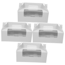 4pcs White Cupcake Boxes with Transparent Window for Bakery and Parties Easy to Assemble Safe Material