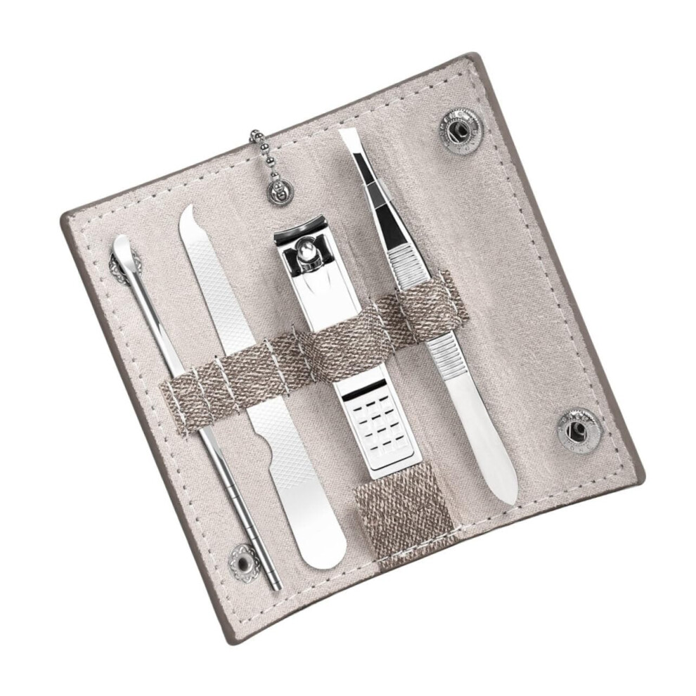 4Pcs Stainless Steel Manicure Pedicure Set with Nail Clippers Eyebrow Tweezers Ear Pick and Travel Case