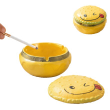 Ceramic Hamburger Ashtray Unique Design for Smokers Indoor Outdoor Easy to Clean