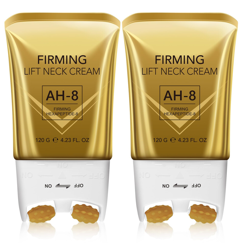 Neck Firming Cream 2 Pack, Anti Aging Neck Cream with 360 Roller Massager for Lifting and Hydrating Crepey Skin