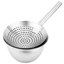 Stainless Steel Oil Strainer Deep Fryer Skimmer with HeatResistant Handle for Home and Restaurant
