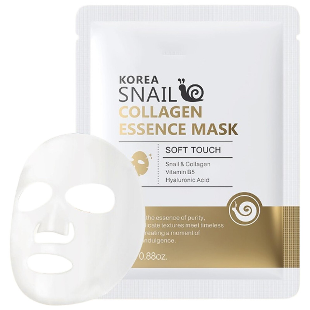 White Snail Extract Facial Sheet Mask 25G Deep Hydration Brightening Moisture For Glowing Skin One Size