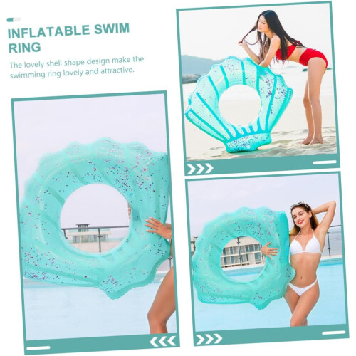 Inflatable Swim Ring with Thickened PVC Shell, Durable Pool Float for Adults Beach and Summer Fun 2